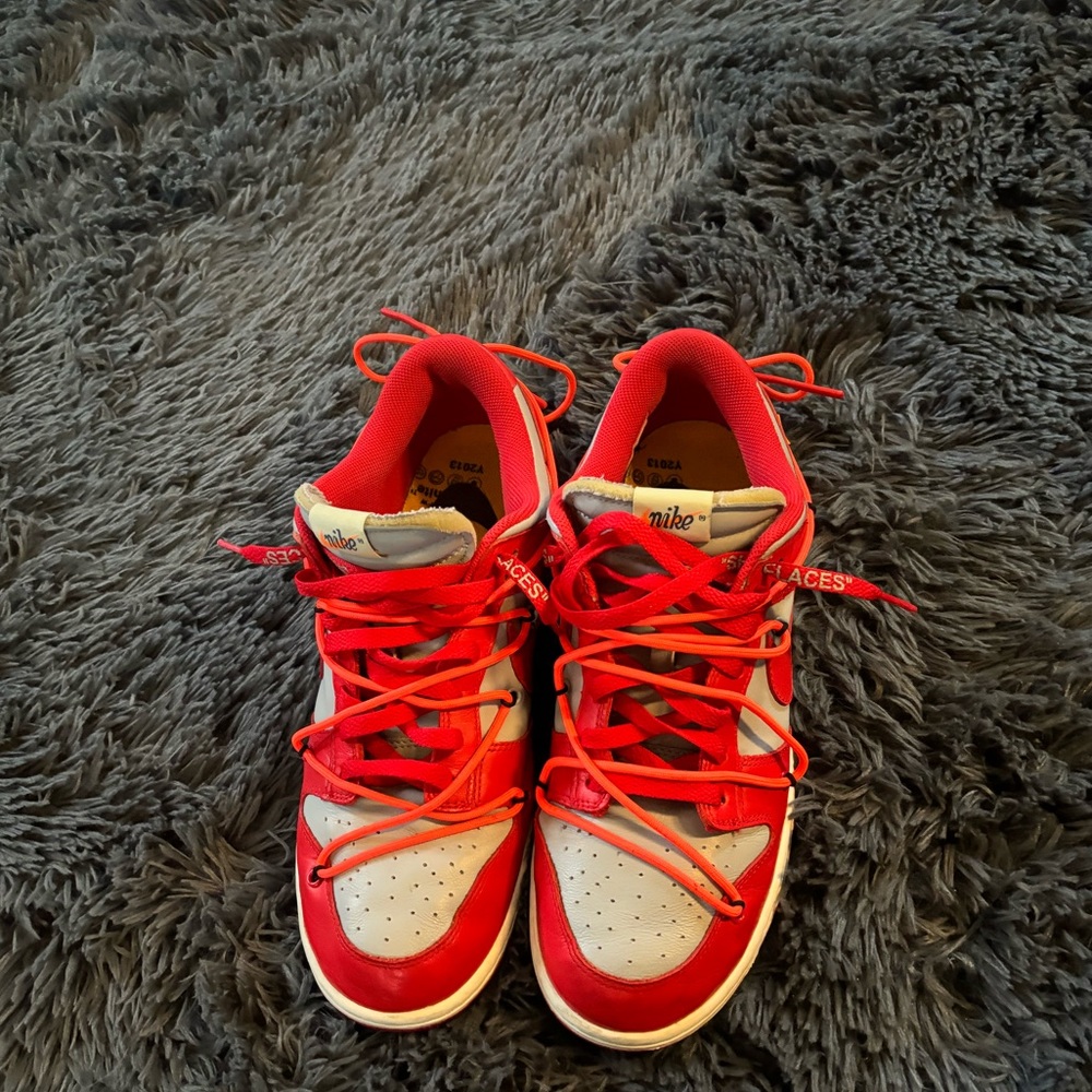 Off white red/gray dunks size 11